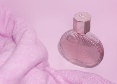 pink glass perfume bottle