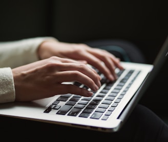 person using laptop