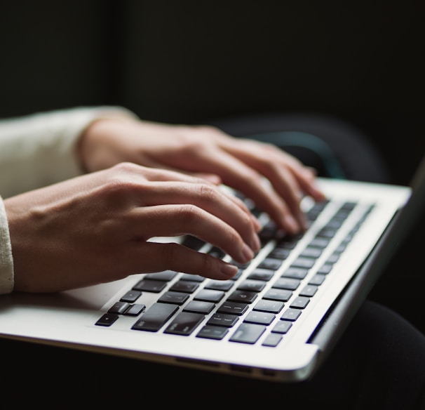 person using laptop