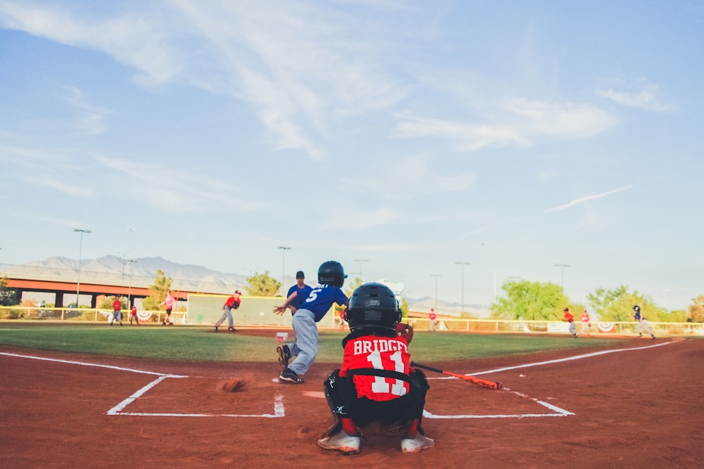 children playing baseball