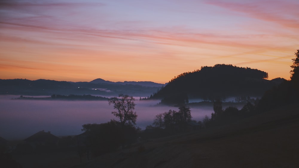 silhouette photography of mountains