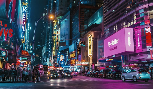close view of busy city