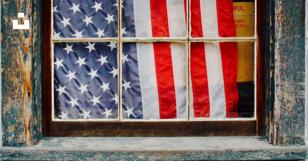 Flag In Window United States of America flag on window pane photo – Free United states ...