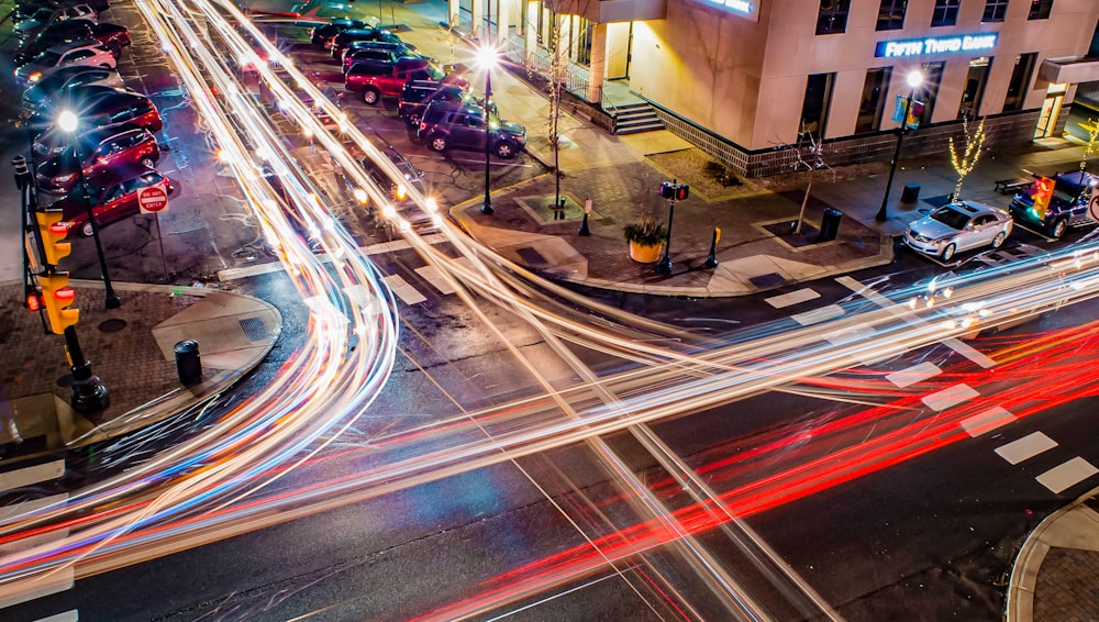 time lapse photography of road