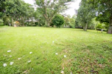 A wide lawn with a mix of native trees and flowering shrubs creating a peaceful retreat.
