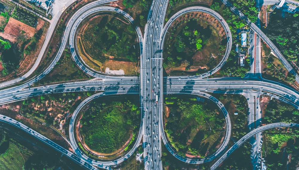 Vista a volo d'uccello dell'autostrada