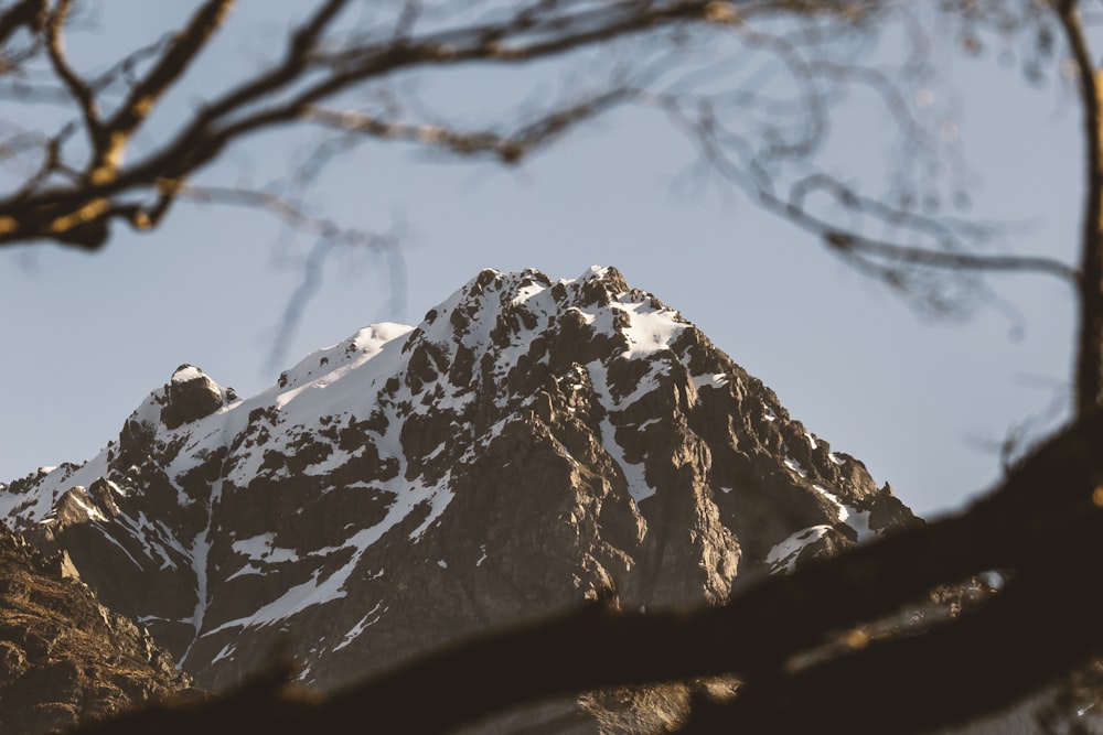 snow covered mountain under clear sky