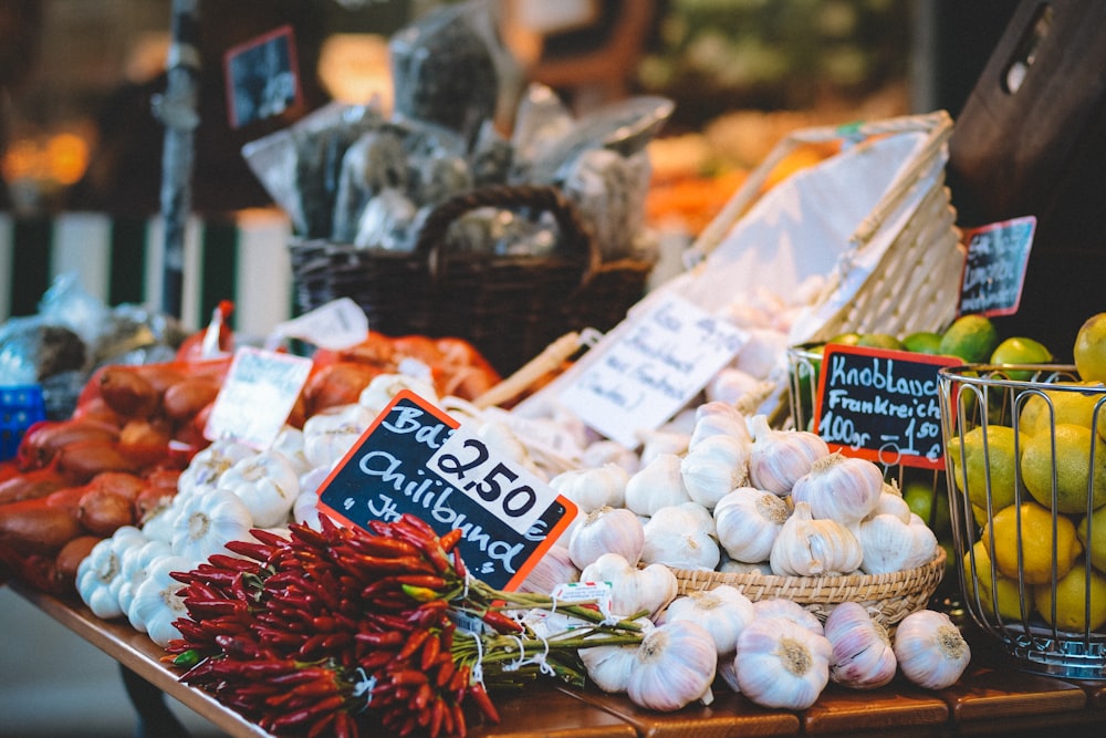 chilis and garlic bulbs