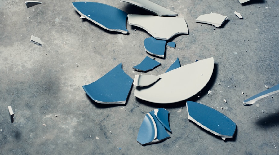top view photography of broken ceramic plate