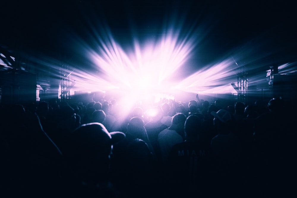 group of people near LED light inside room