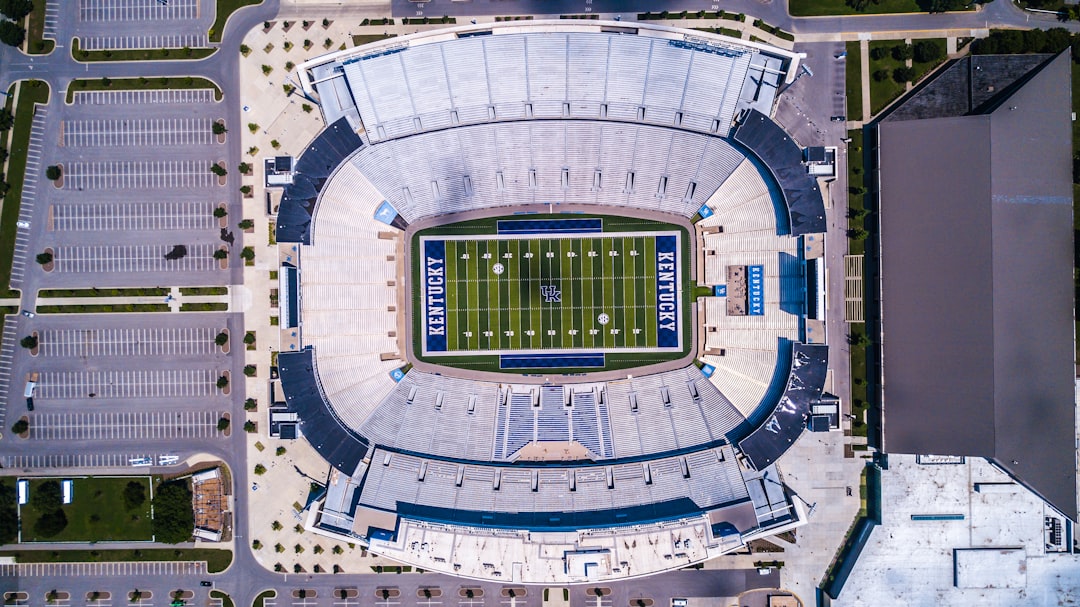 aerial photography of football stadium, Birds eye view of Kentucky