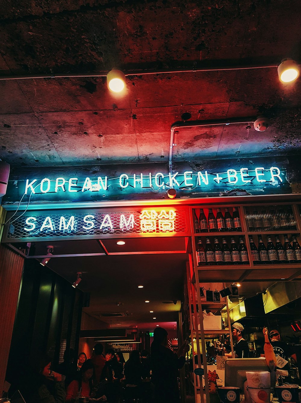 Signalisation LED coréenne de poulet et de bière