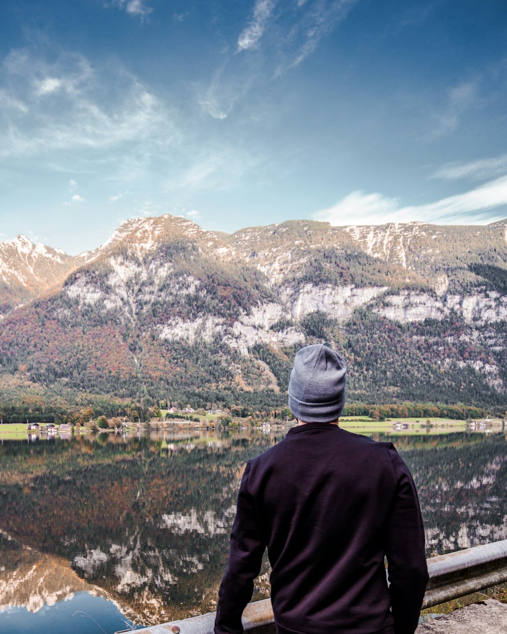 man wearing blue knit cap