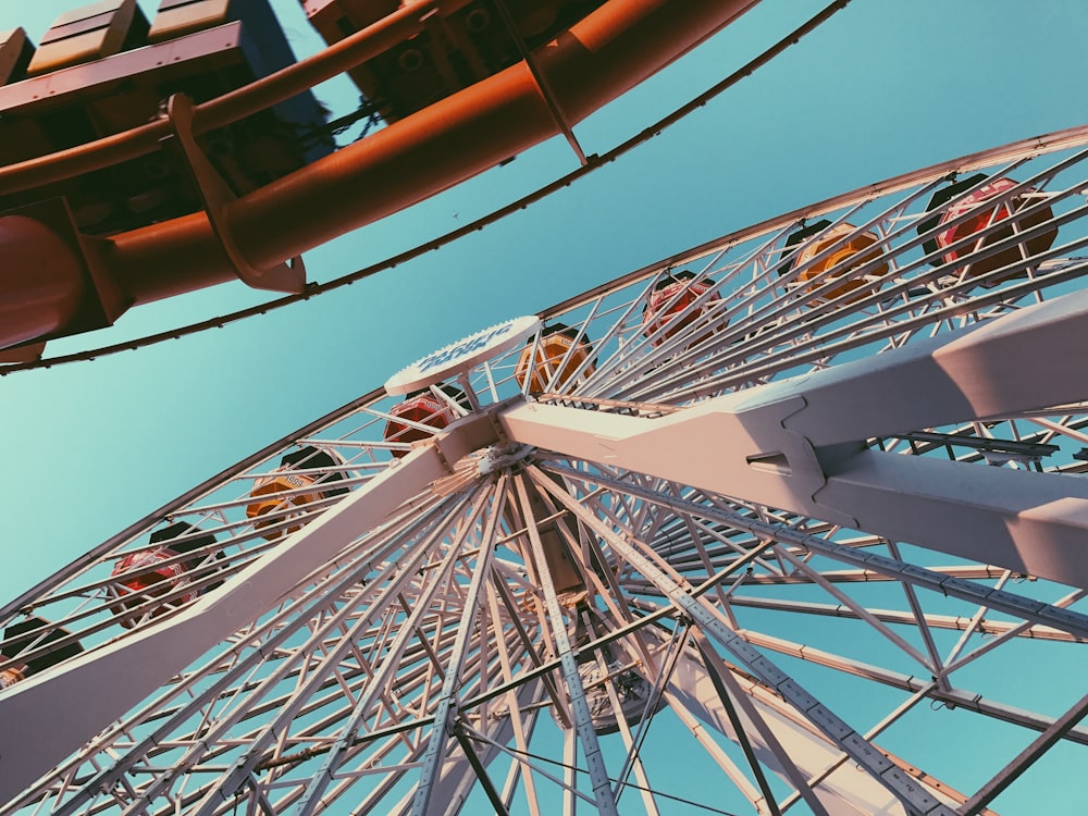 worm's eyeview of ferris wheel