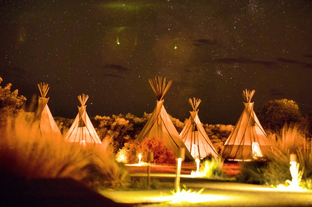 photography of tipi tents, Under a starry night at El Cosmico in Marfa Texas