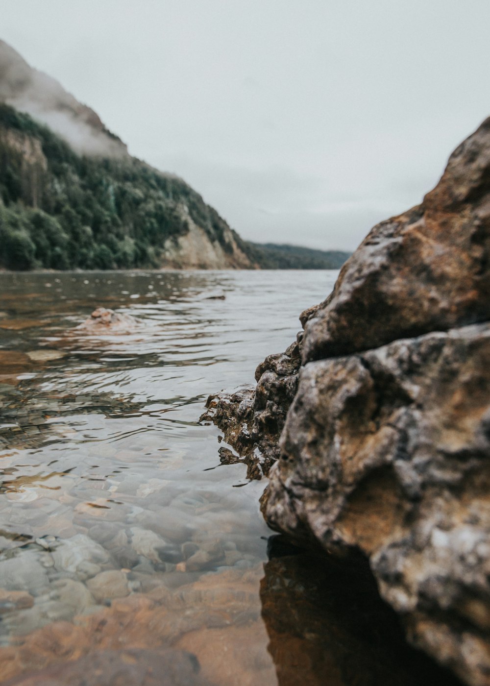 brown rock on body of water