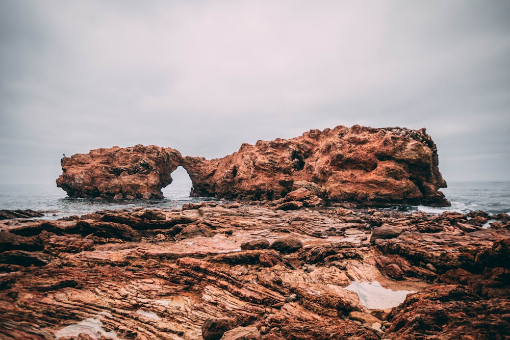 rock formation on body of water