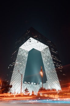 curtain wall building on time lapse photography