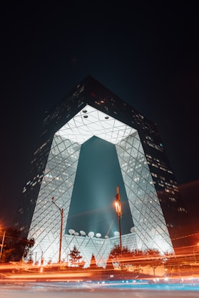 curtain wall building on time lapse photography