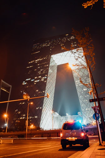 vehicle on road at night
