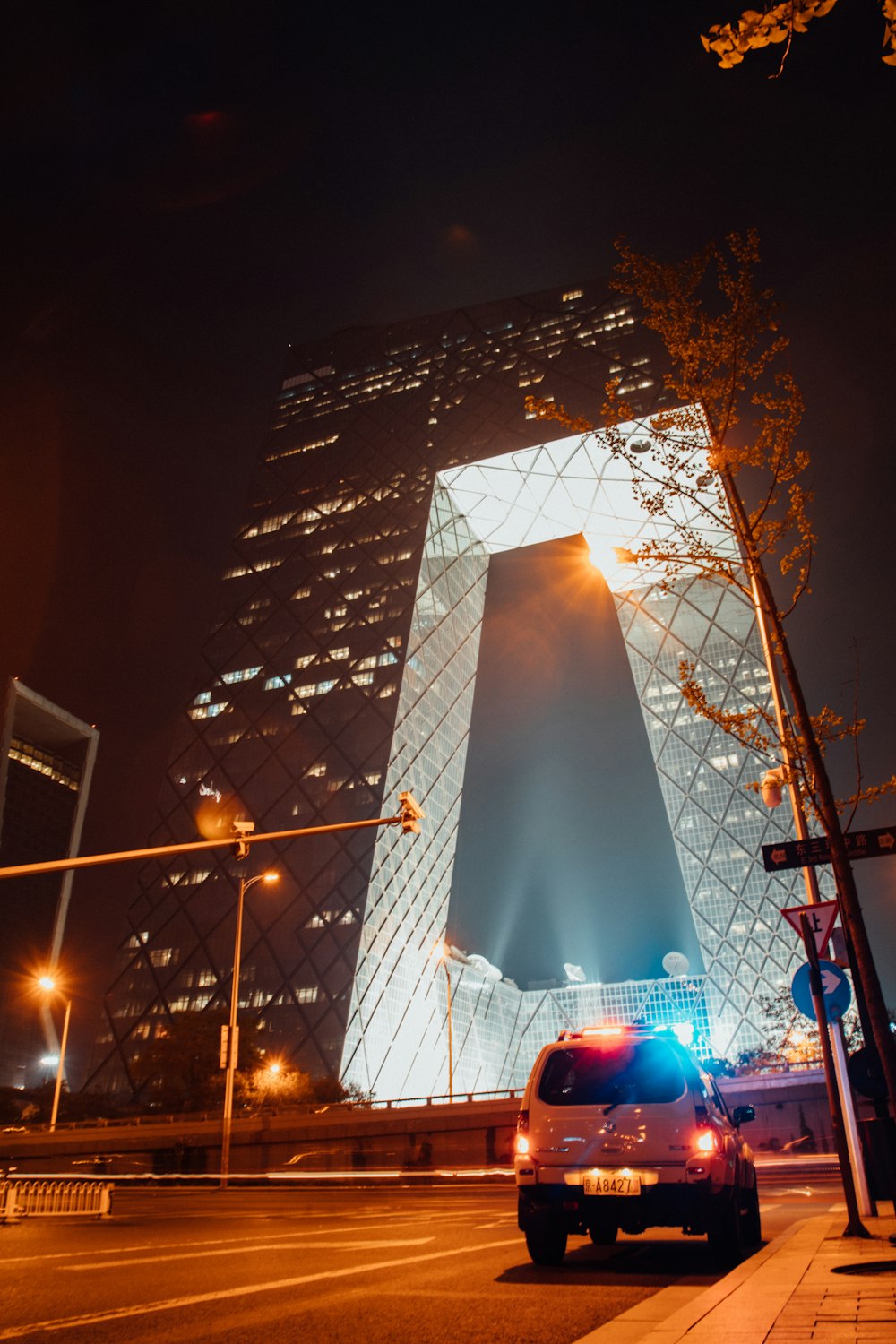 vehicle on road at night