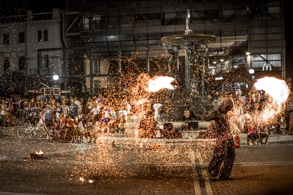 steel wool photography of people