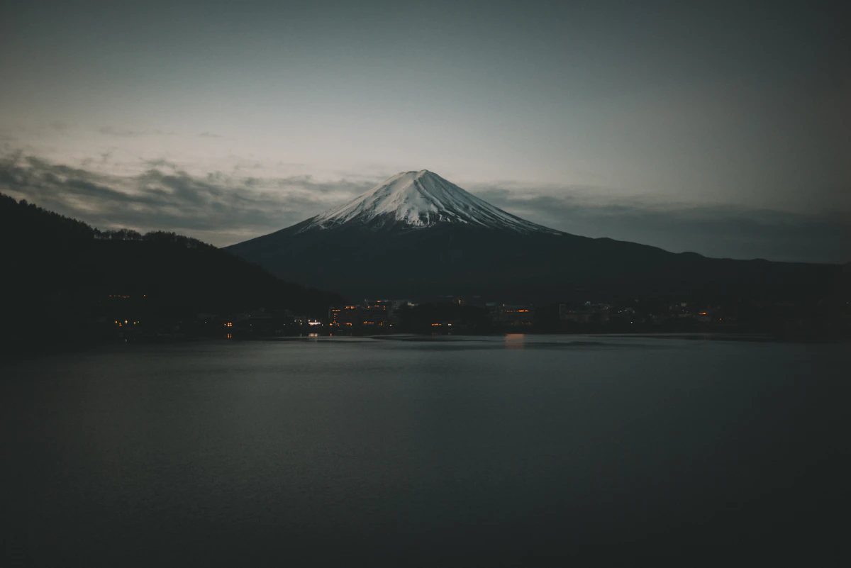 Volcanic cone at dusk
