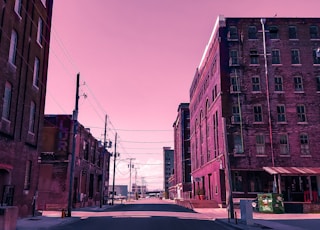 pink painted buildings illustration