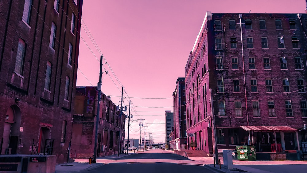 pink painted buildings illustration
