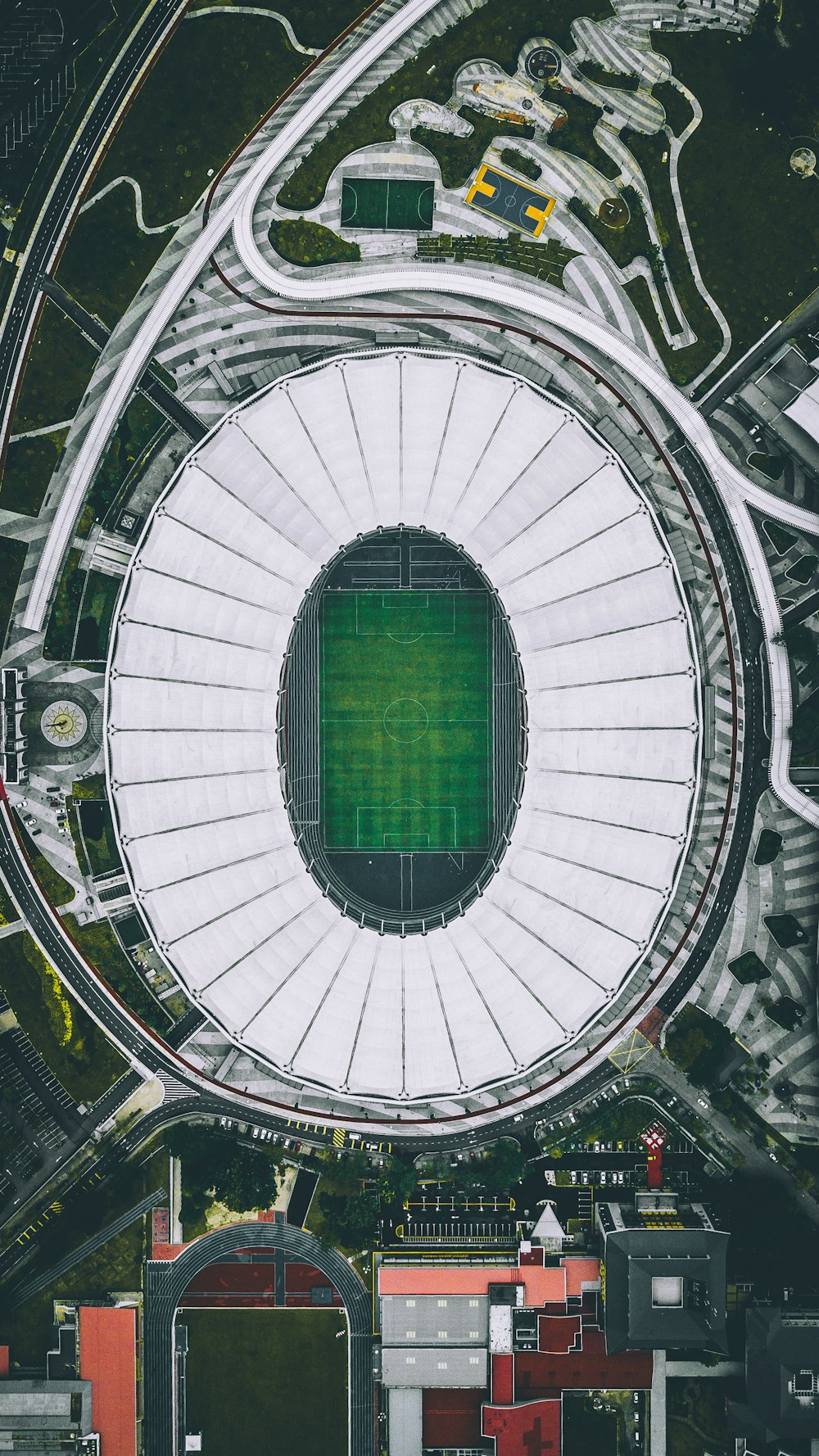 aerial photo of football field