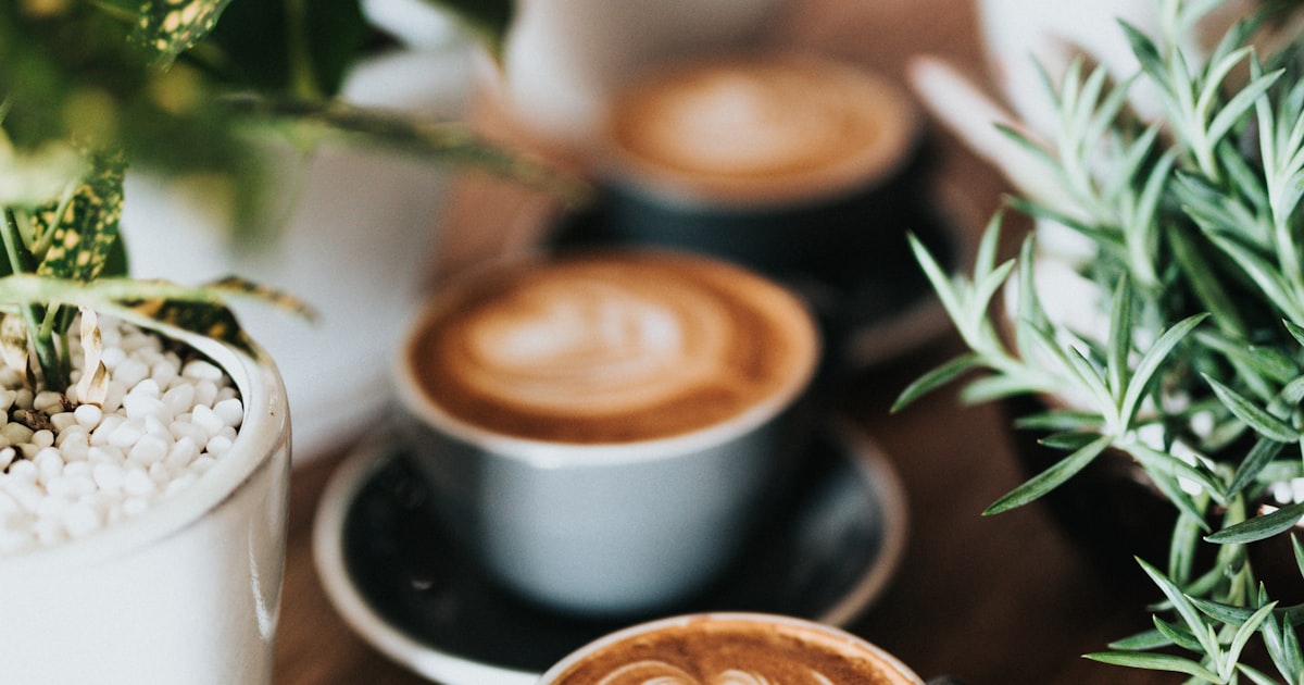 Specialty coffee in a European cafe with warm natural light