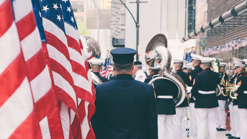 U.S. Army soldiers in ceremonial parade formation at a 9/11 memorial ceremony in New York