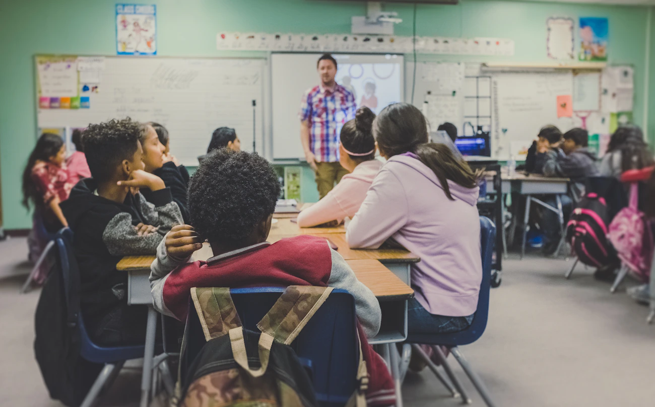 Students learning in a classroom
