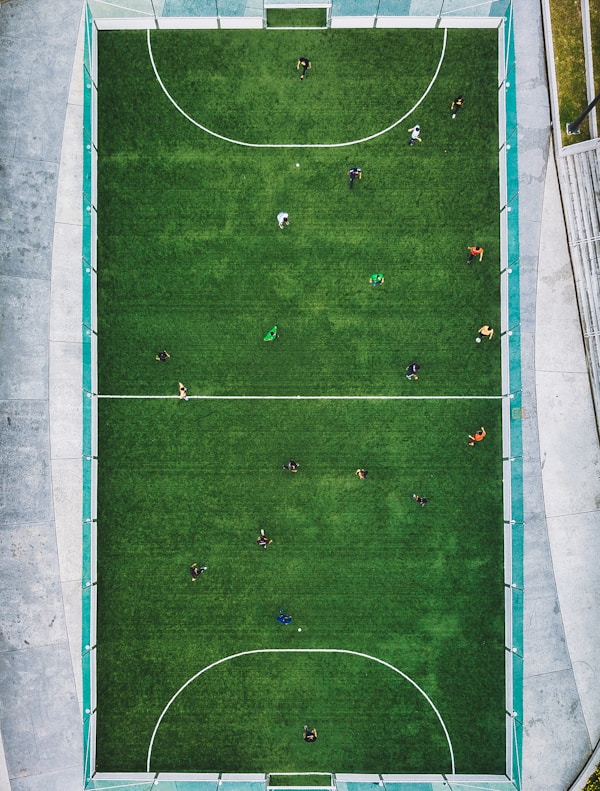 aerial photography of people playing soccer