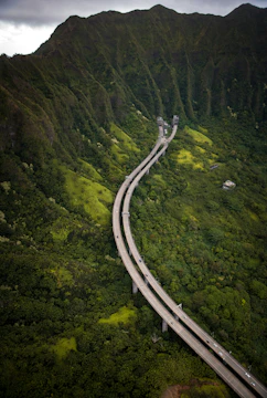 A panoramic view of a newly constructed highway winding through lush green hills in Arunachal Pradesh.
