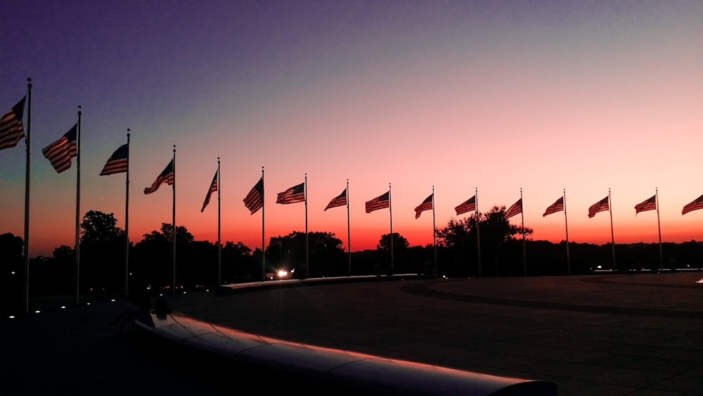 silhouette of flags