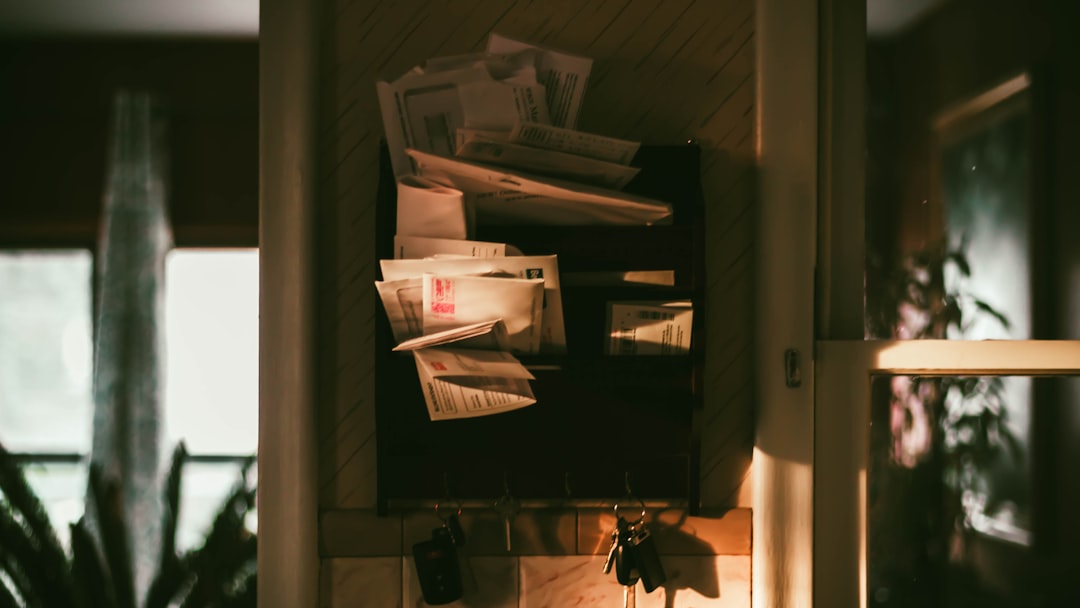 wall rack filled with paper document lot