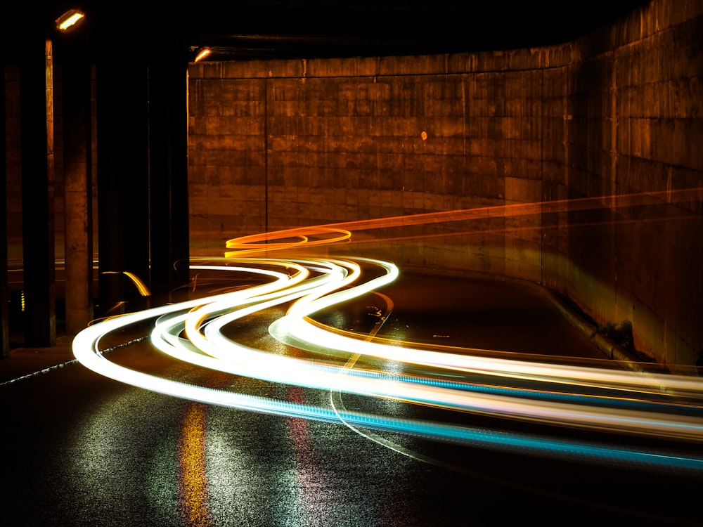 time-lapsed of street lights