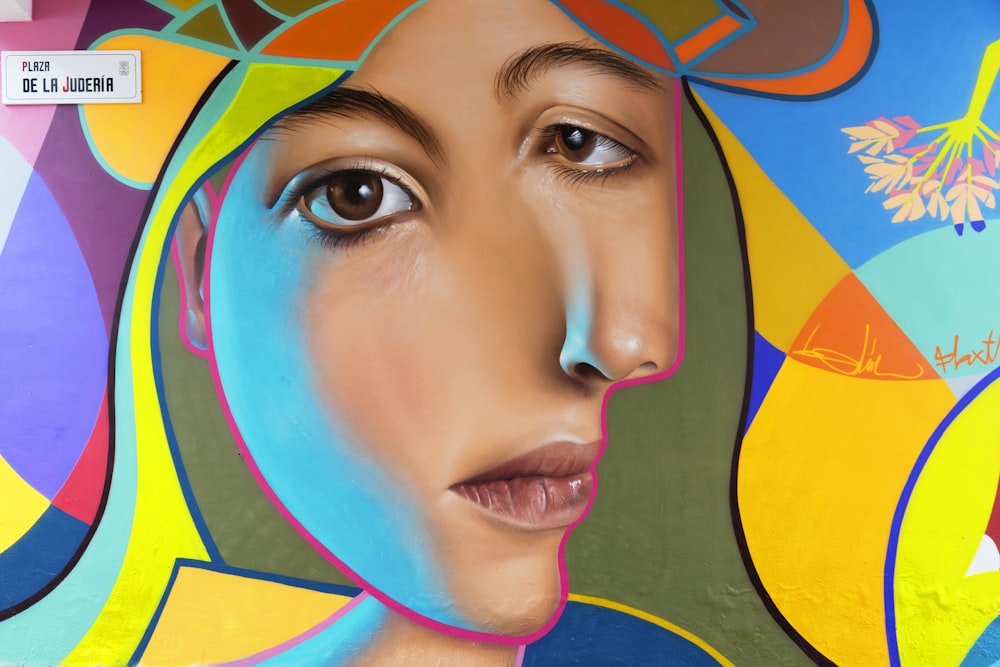 女性の顔の抽象画