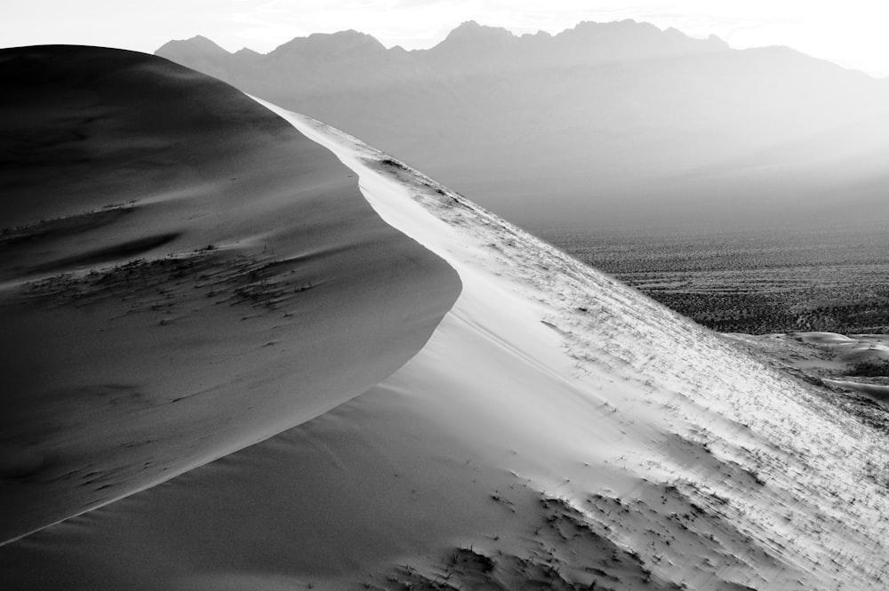 grayscale photo of mountain