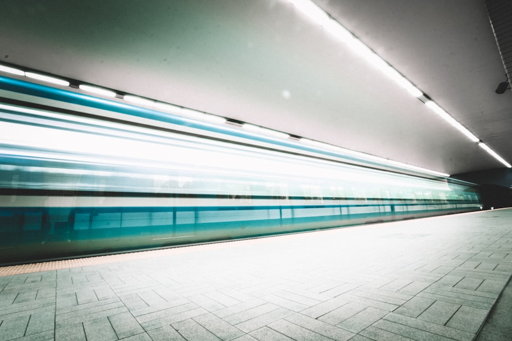 station with lights turned on