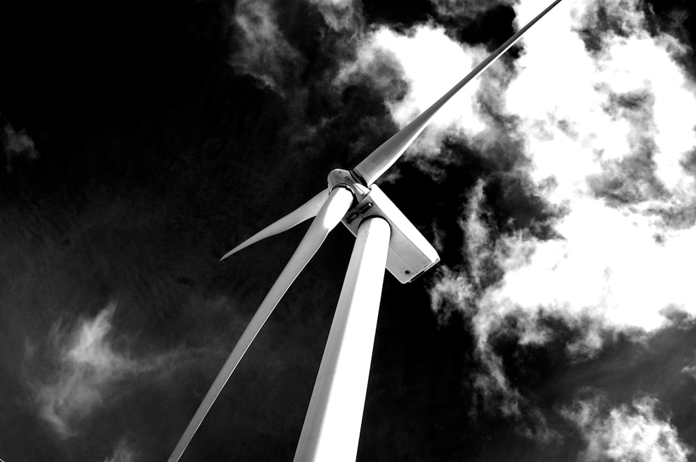 grayscale photography of windmill