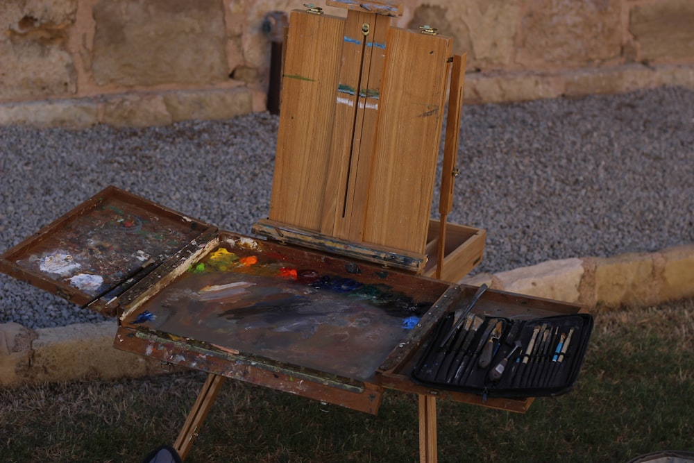 brown wooden easel