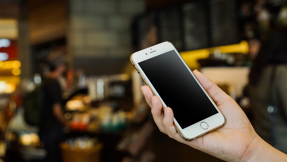 person holding gold iPhone 6