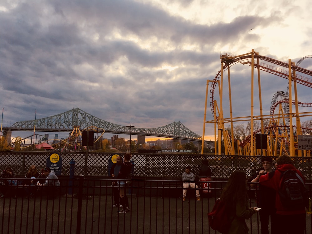 yellow metal roller coaster
