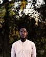 man wearing white button-up shirt