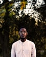 man wearing white button-up shirt