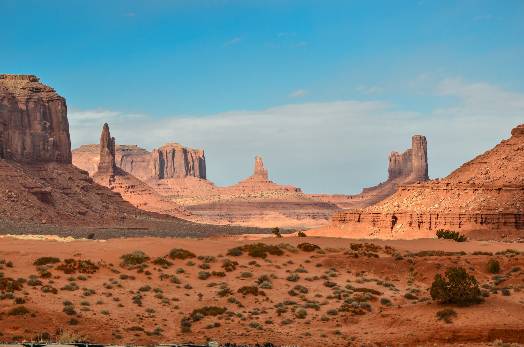 Sunlit red rock formations in the Arizona desert