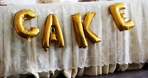 gold cake mylar balloons