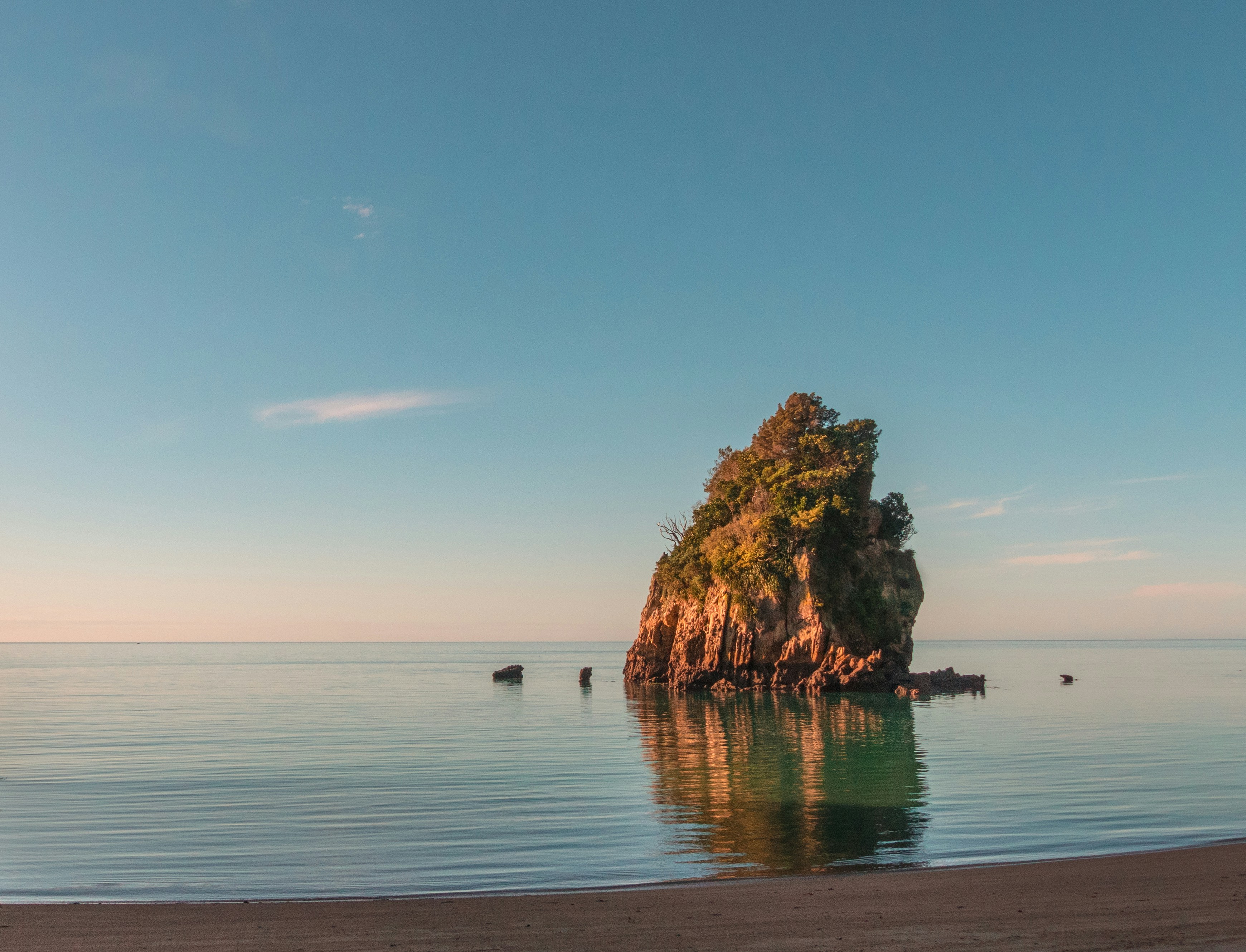 rock formation on sea shore south island teams background